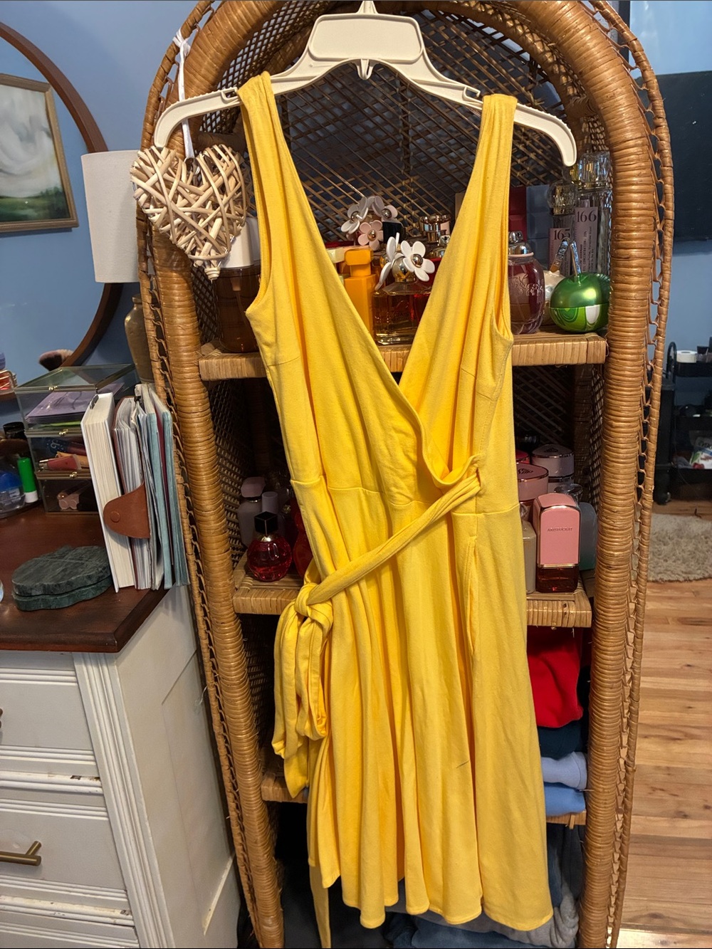 Yellow V-Neck Wrap Sundress - Women